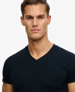 Organic Cotton Embroidered Logo V Neck T-Shirt