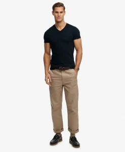 Organic Cotton Embroidered Logo V Neck T-Shirt