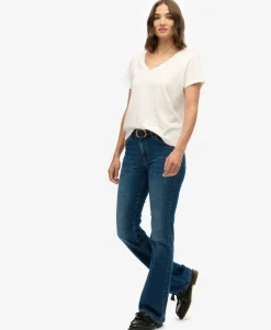 Organic Cotton Mid Rise Flare Jeans