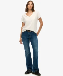 Organic Cotton Mid Rise Flare Jeans