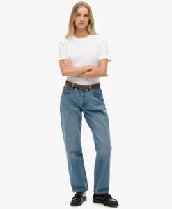 Organic Cotton Mid Rise Straight Jeans
