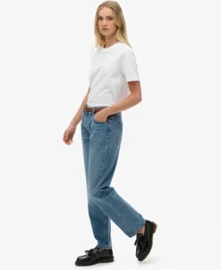 Organic Cotton Mid Rise Straight Jeans