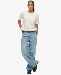 Organic Cotton Mid Rise Wide Leg Jeans