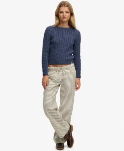 Organic Cotton Stripe Elasticated Trousers