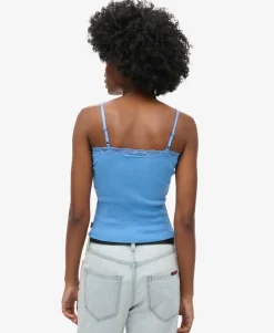Organic Cotton Vintage Rib Lace Trim Cami Top