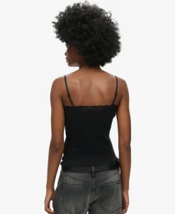 Organic Cotton Vintage Rib Lace Trim Cami Top