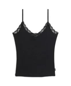 Organic Cotton Vintage Rib Lace Trim Cami Top