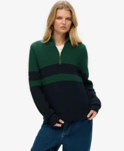 Oversized Cotton Classic Stripe Half-Zip Jumper