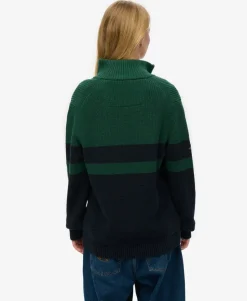 Oversized Cotton Classic Stripe Half-Zip Jumper