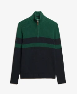 Oversized Cotton Classic Stripe Half-Zip Jumper