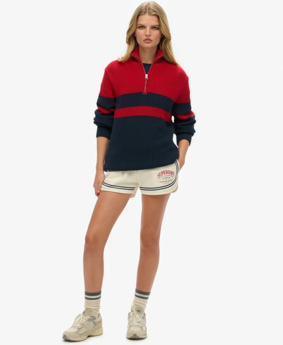 Oversized Cotton Classic Stripe Half-Zip Jumper