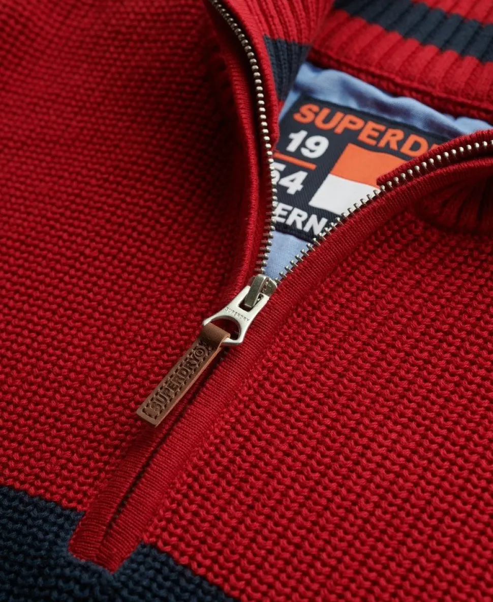 Oversized Cotton Classic Stripe Half-Zip Jumper