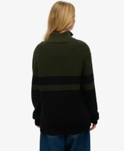 Oversized Cotton Classic Stripe Half-Zip Jumper