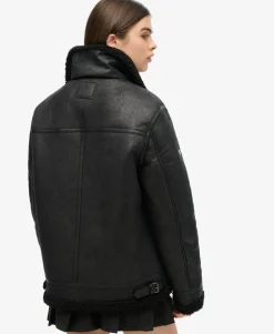 Oversized Faux Shearling Aviator Jacket