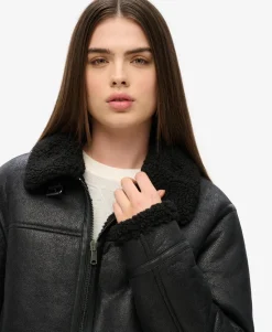 Oversized Faux Shearling Aviator Jacket