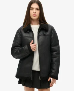 Oversized Faux Shearling Aviator Jacket