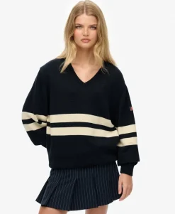 Oversized Striped V-Neck Jumper