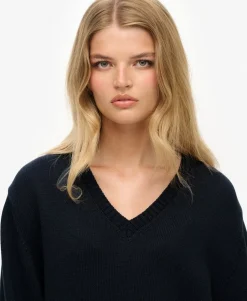 Oversized Striped V-Neck Jumper