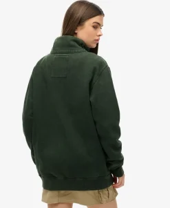 Oversized Vintage Athletic Zip Henley Jumper