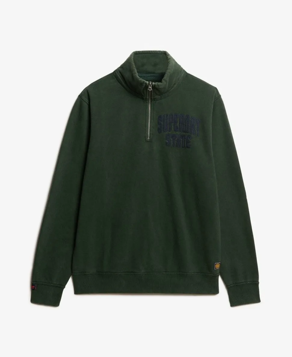 Oversized Vintage Athletic Zip Henley Jumper
