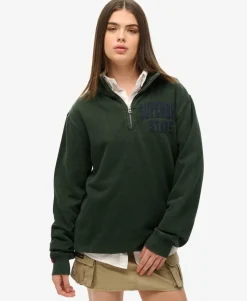 Oversized Vintage Athletic Zip Henley Jumper