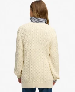 Oversized V Neck Cable Jumper