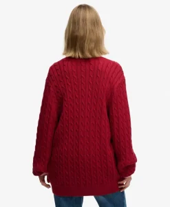 Oversized V Neck Cable Jumper