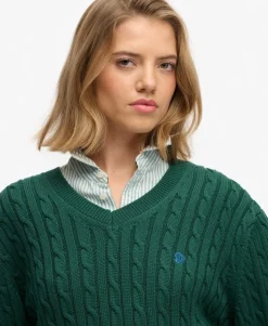 Oversized V Neck Cable Jumper