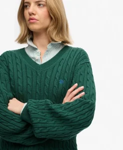 Oversized V Neck Cable Jumper