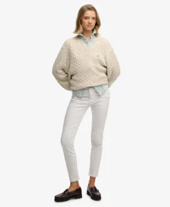 Oversized V Neck Cable Jumper