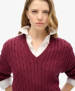 Oversized V Neck Cable Jumper