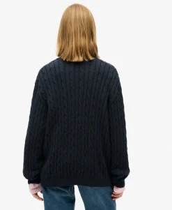 Oversized V Neck Cable Jumper