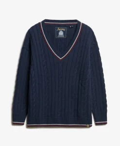 Oversized V-Neck Cricket Knit Jumper