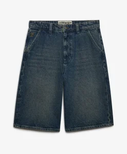Oversized Washed Denim Shorts