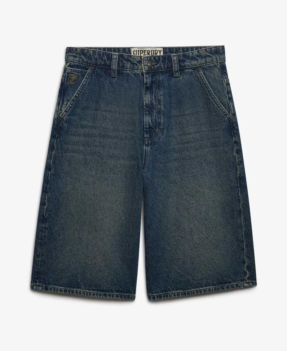 Oversized Washed Denim Shorts