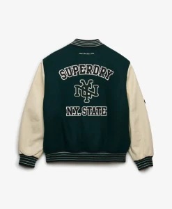 Patched Varsity Bomber Jacket