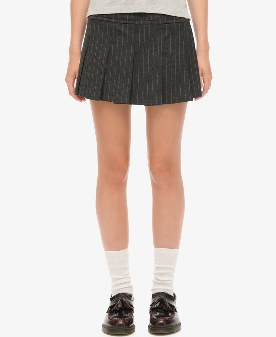 Pinstripe Pleat Mini Skirt