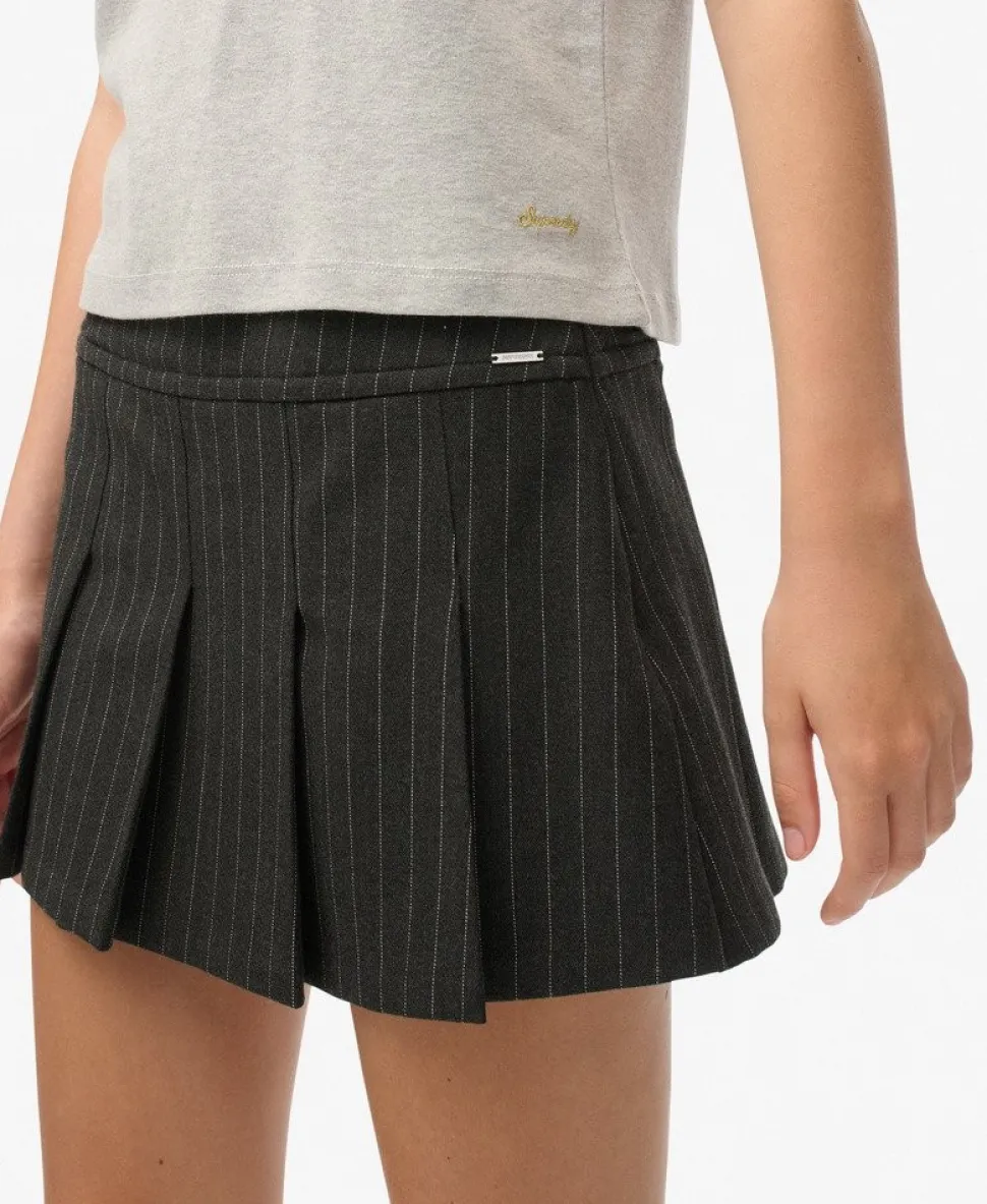 Pinstripe Pleat Mini Skirt