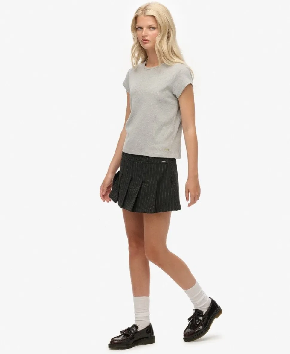 Pinstripe Pleat Mini Skirt