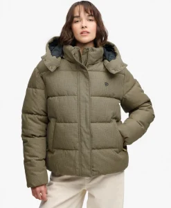 Premium Hooded Check Puffer Jacket