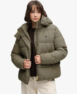 Premium Hooded Check Puffer Jacket