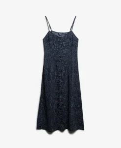 Printed Button-Up Cami Midi Dress
