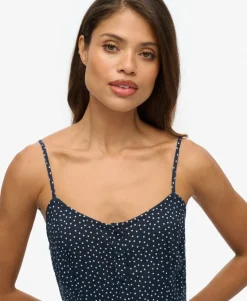Printed Button-Up Cami Midi Dress