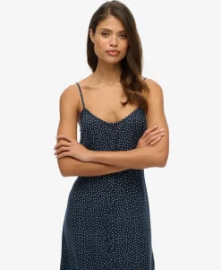 Printed Button-Up Cami Midi Dress