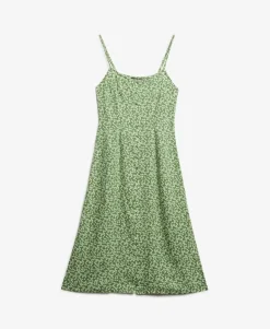 Printed Button-Up Cami Midi Dress