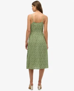 Printed Button-Up Cami Midi Dress
