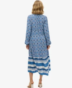 Printed Long Sleeve Midi Dress