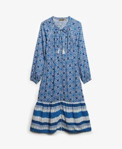 Printed Long Sleeve Midi Dress