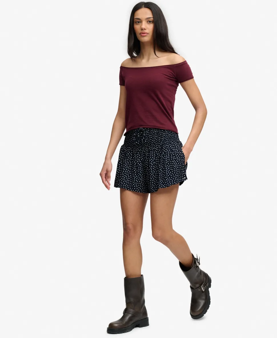 Printed Mini Smocked Shorts