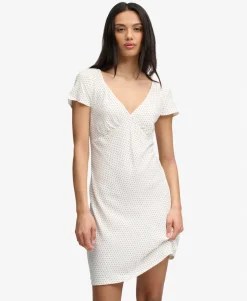 Printed Sweetheart Short Sleeve Mini Dress